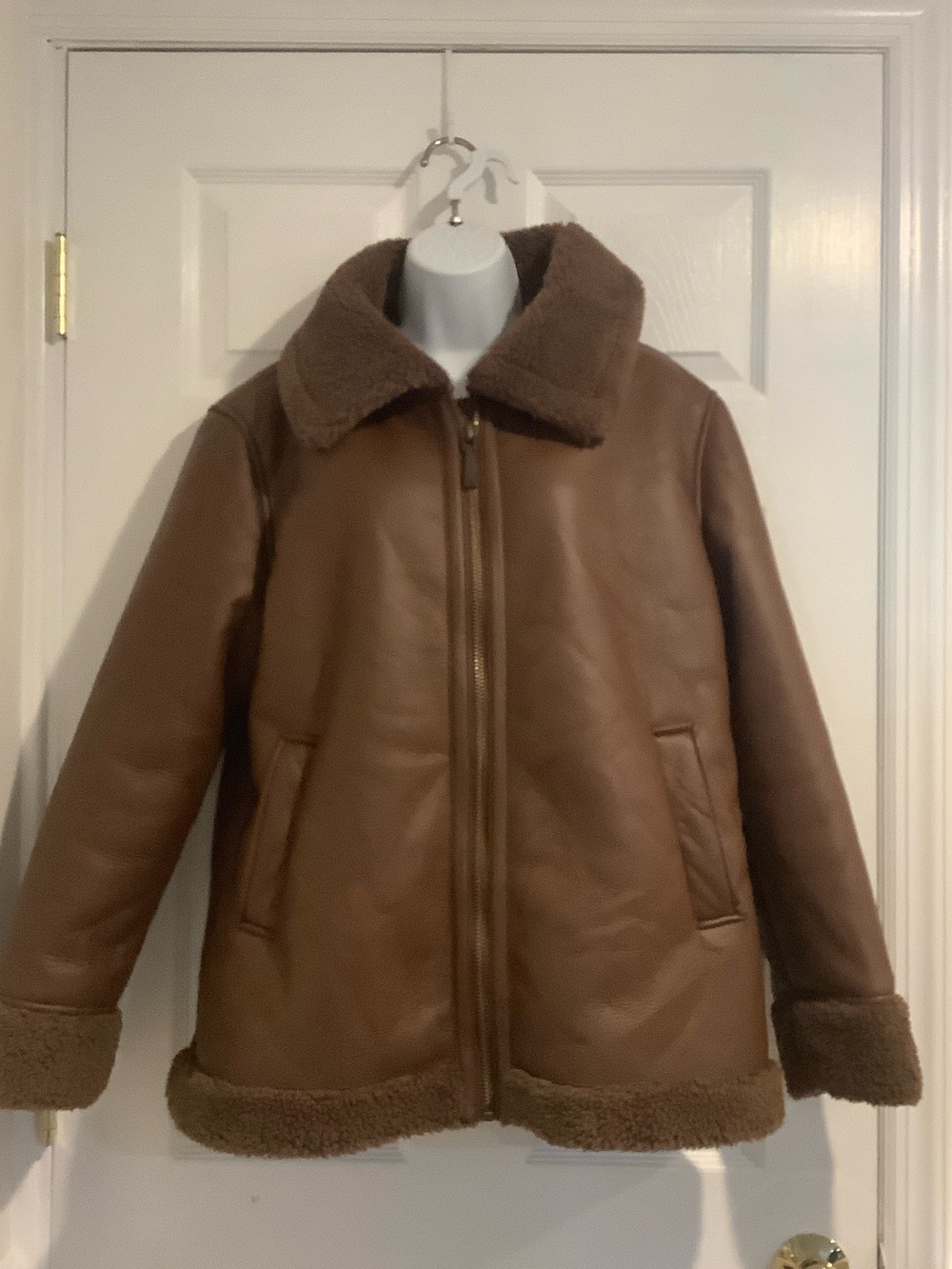 KOOLABURRA by UGG Women’s Brown Faux Leather Sherpa Warm Fall Winter Jacket L